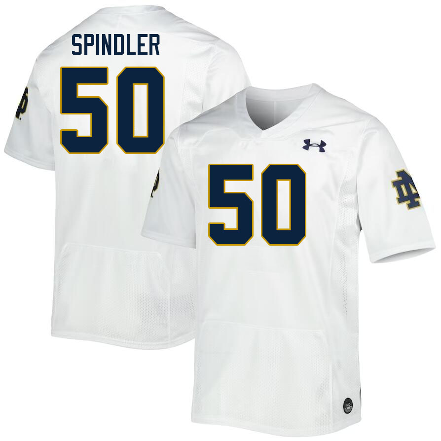 Men #50 Rocco Spindler Notre Dame Fighting Irish College Football Jerseys Stitched-White